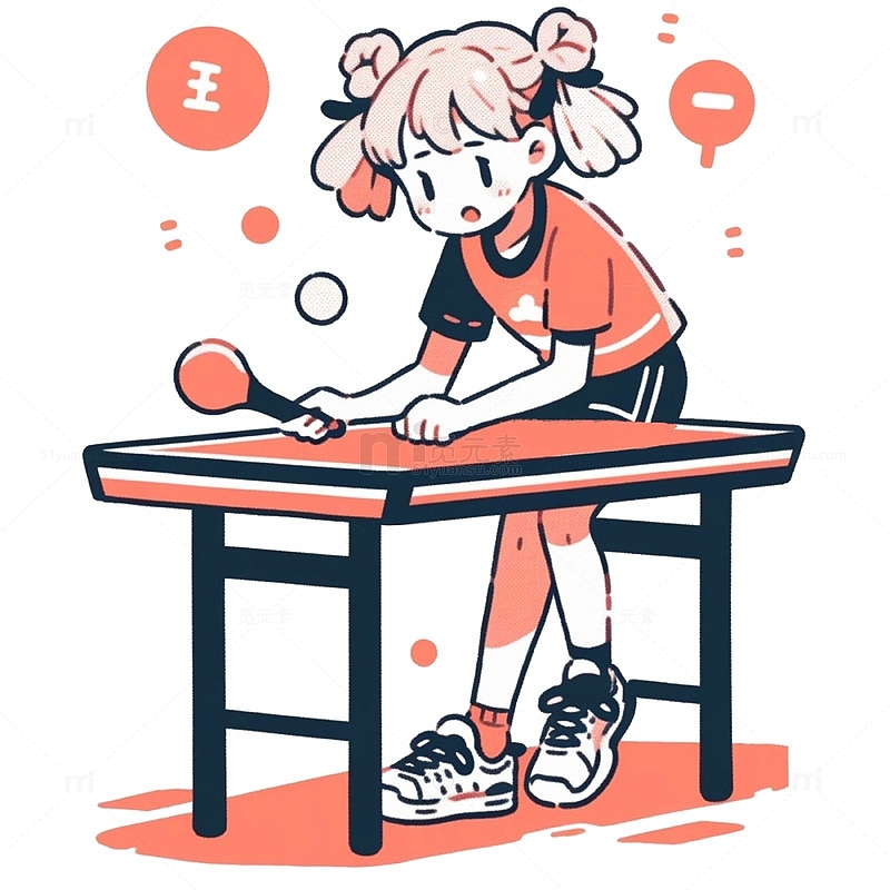 乒乓球女孩卡通