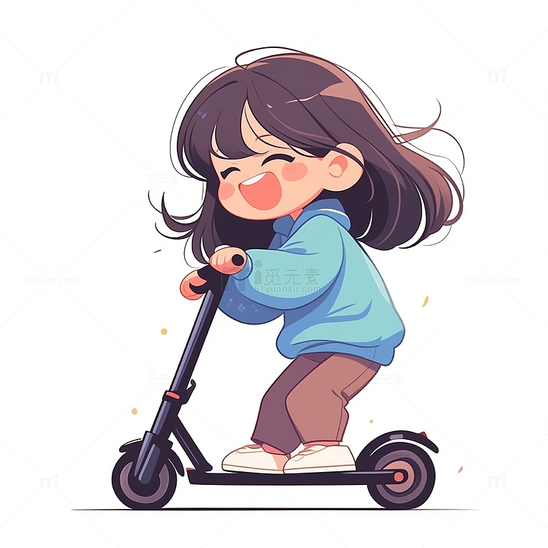 玩儿童滑板车的小女孩