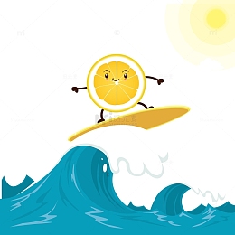 柠檬冲浪水果海报设计