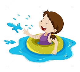 套泳圈去游泳的孩子