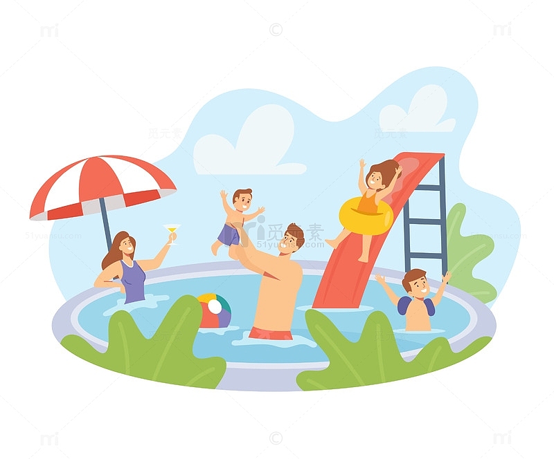 水上欢乐玩耍的家人
