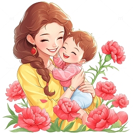 母亲节插画pngpng妈妈与宝宝pngpng微笑的可爱bobypngpsdpng卡通手绘