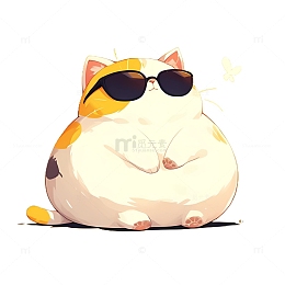戴墨镜的胖猫咪
