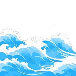 蓝色海上浪花