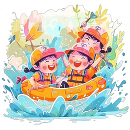 开心漂流的三个女孩