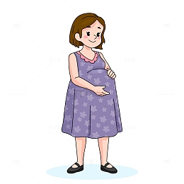 手绘孕妇卡通插图