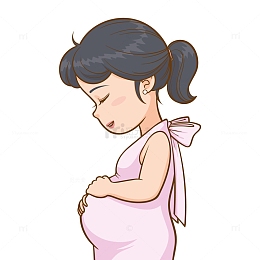 手绘孕妇准妈妈卡通插图