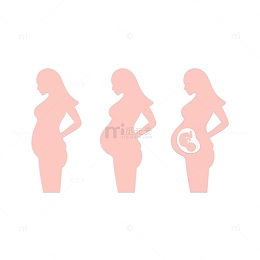手绘孕妇准妈妈剪影轮廓