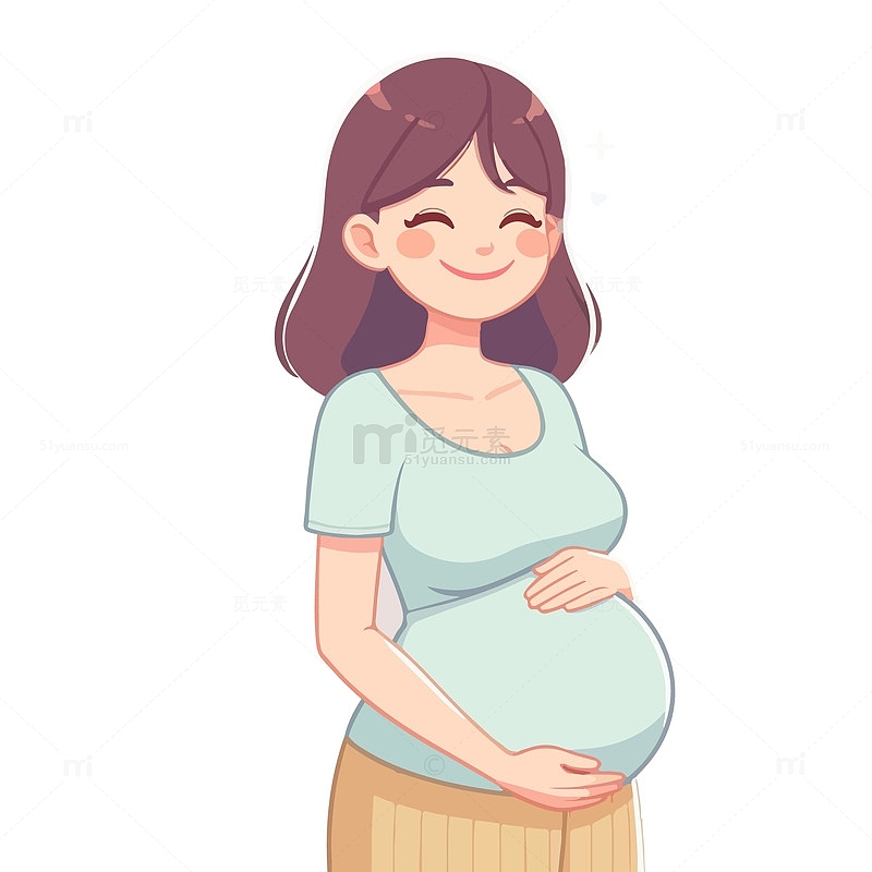 抚摸孕肚的微笑孕妈妈