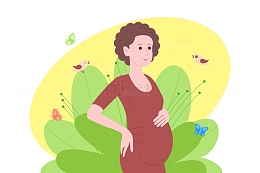 温柔的孕妈妈抚摸孕肚