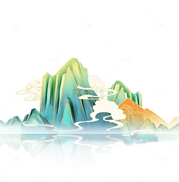 卡通丘陵山脉山峰高山大山卷云云朵
