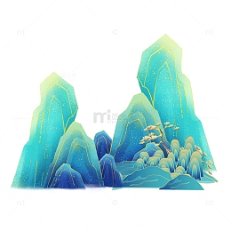 卡通丘陵山脉山峰高山山石