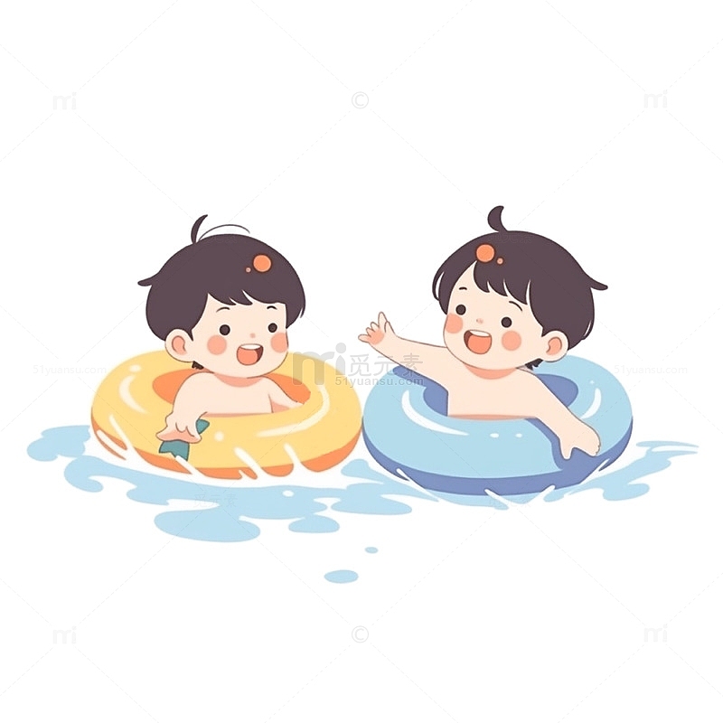两个游泳的男孩