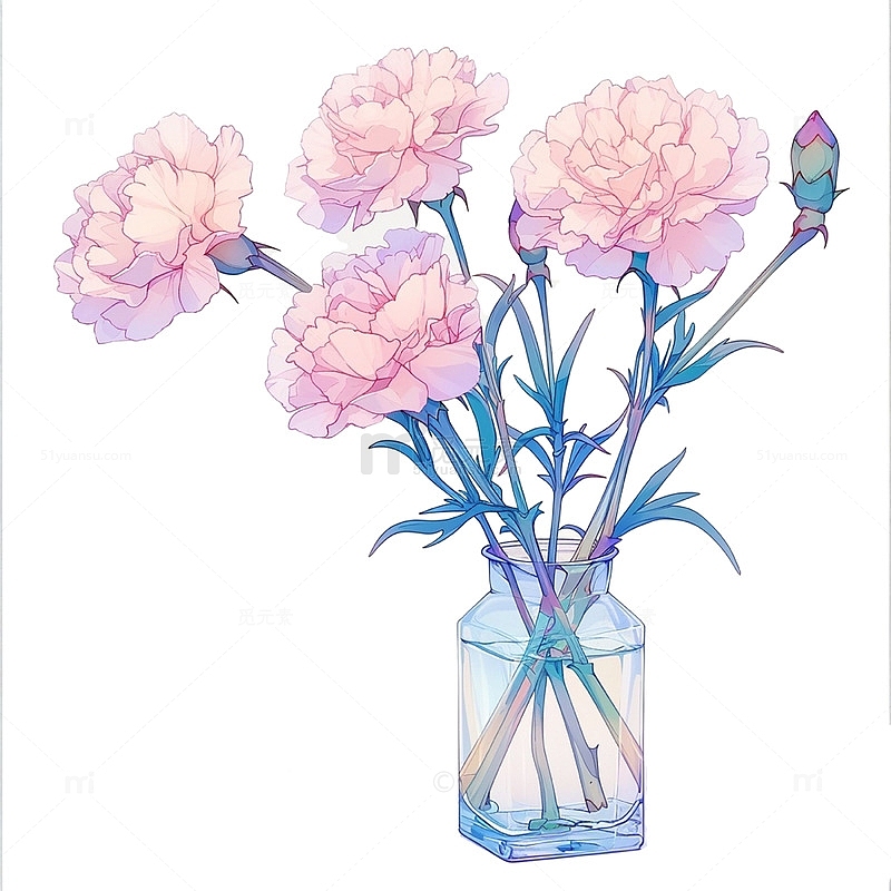 玻璃瓶康乃馨花束