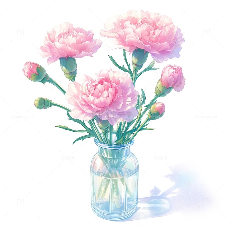 花瓶唯美康乃馨