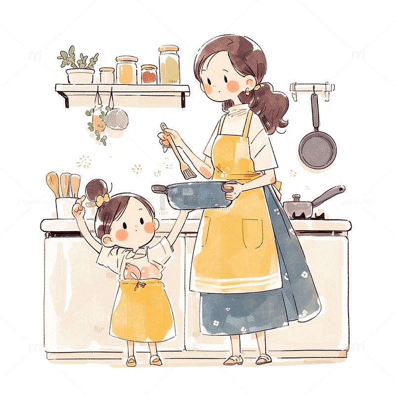 母亲节母女一起做饭