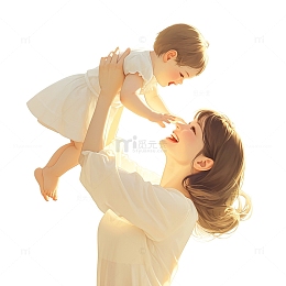 阳光母女玩耍场景