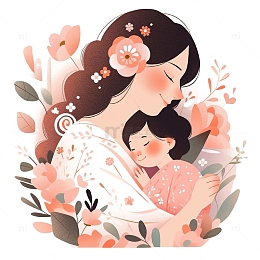 鲜花母女相依