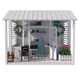 3D立体卡通白色房间模型