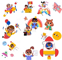 卡通可爱的小孩