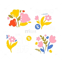 彩色卡通小花