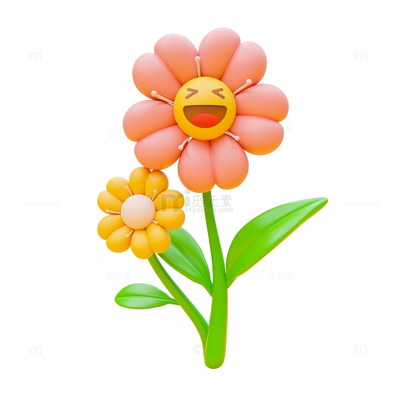 3D花朵笑脸卡通元素