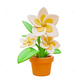 卡通花盆3D元素模型