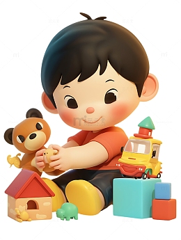 小男孩在玩玩具