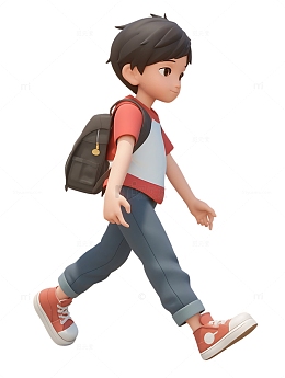 走路上学去的小男孩