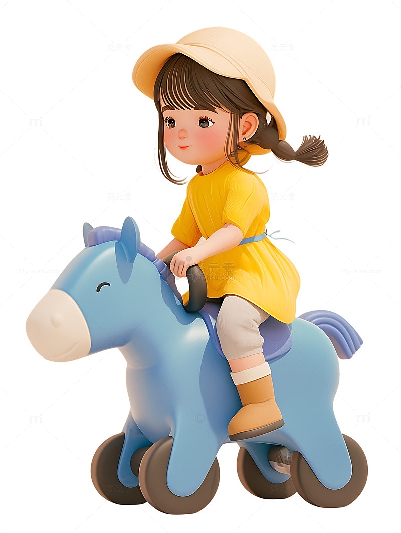骑着玩具马的女孩