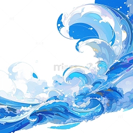 蓝色大海浪花