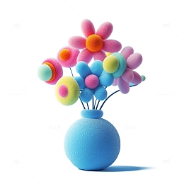 毛绒立体花朵蓝色