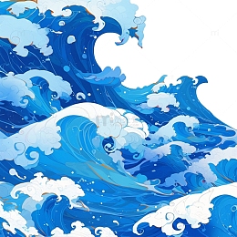 海面卷起层层浪花