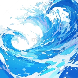 波涛汹涌的蓝色海浪图