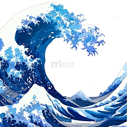 蓝色海浪拍打沙滩