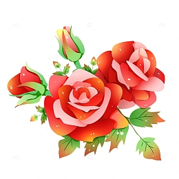 手绘简约520玫瑰花元素