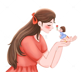 母亲节母亲捧着孩子手绘人物元素