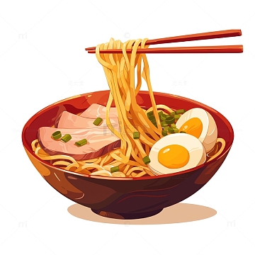 面条美食卡通插画素材