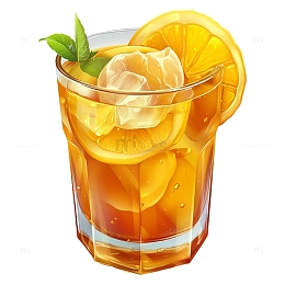 冰镇橙子饮料手绘插画风格