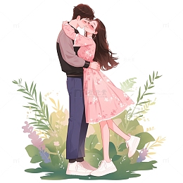 520情侣甜蜜拥抱卡通素材