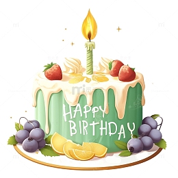 卡通插画生日蛋糕素材