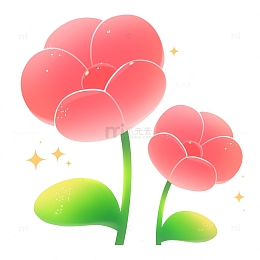 手绘可爱粉嘟嘟花朵素材