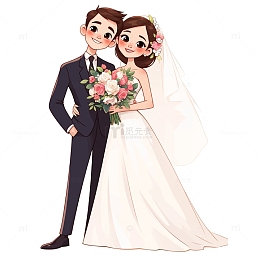 520浪漫婚礼手捧花卡通人物素材