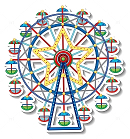 马戏团摩天轮卡通风格