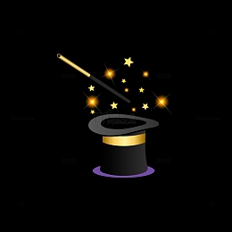 魔术师表演魔术棒魔术帽