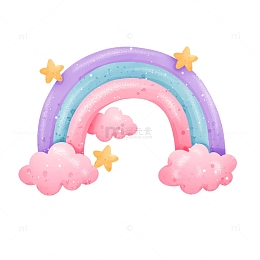 水彩彩虹天空矢量插图