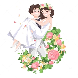 新郎新娘结婚婚礼花环520节日