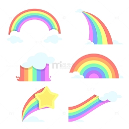 彩色彩虹白云组合