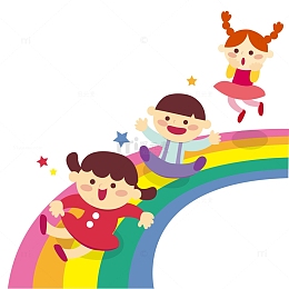 彩虹滑道上的孩子