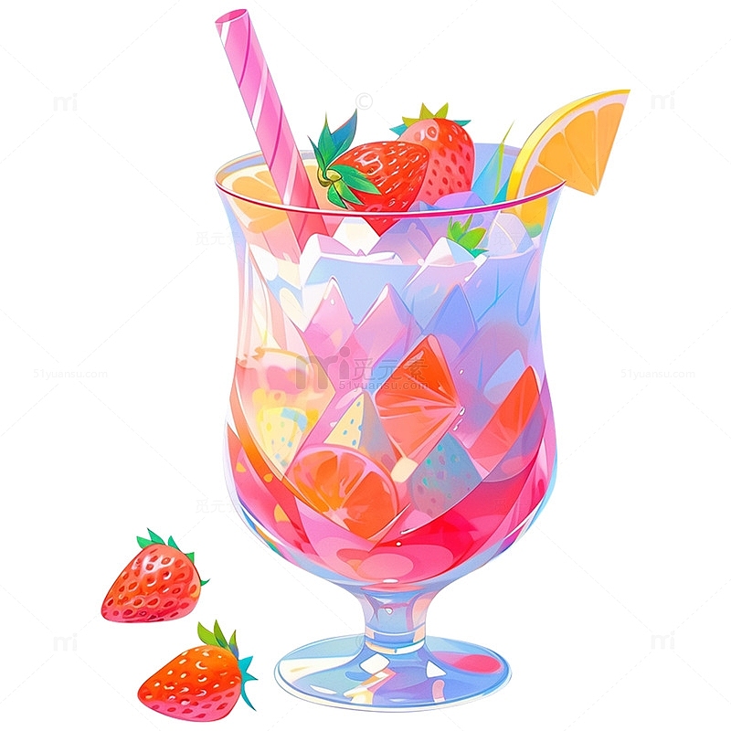 彩色草莓味冷饮